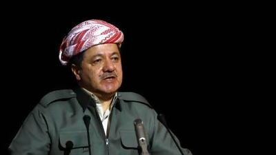 Iraqi Kurdish leader Massud Barzani during a two-day conference of Syrian Kurds in the Iraqi Kurdish capital of Arbil.