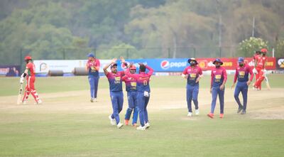Karthik Meiyappan took three wickets for the UAE against Oman. Photo: ACC