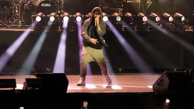 Eminem performs before the Terence Crawford and Israil Madrimov fight. AP