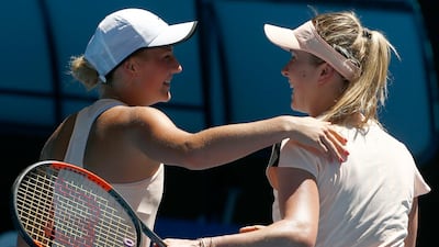 Marta Kostyuk, left, discovered she was no match for Elina Svitolina in Melbourne on Friday. Thomas Peter / Reuters