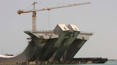 Sheikh Zayed Bridge under construction on August 8, 2008. Stephen Lock/The National
