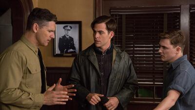 From left, Eric Bana, Chris Pine and Kyle Gallner in The Finest Hours. Claire Folger / Disney via AP Photo