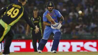 India’s Virat Kohli plays a shot. REUTERS/Adnan Abidi