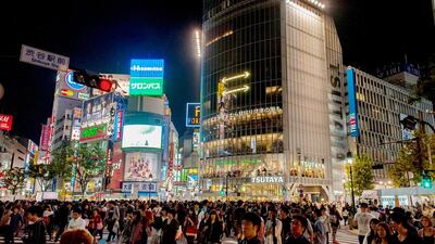 A busy night in Tokyo's Shibuya district. Japan and China have been traditionally tagged as Asia's economic powerhouses. Noriko Hayashi / Bloomberg News