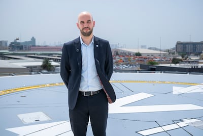 Gareth Wilson, Skyports general manager for Dubai, at the vertiport, near Dubai International Airport. Photo: Ahmed Ramzan / The National