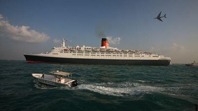The QE2 was supposed to be permanently berthed off of Palm Jumeirah when it arrived in Dubai last November.