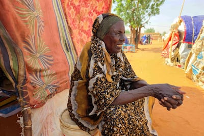 A Sudanese woman at a camp for displaced people near the city of Al Obeid. AFP