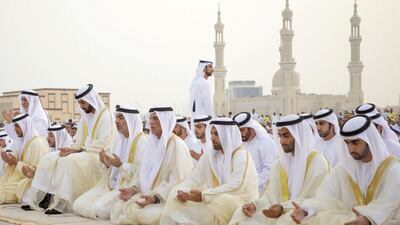 The Ruler of Ras Al Khaimah, Sheikh Saud bin Saqr Al Qasimi, performs Eid Al Adha prayers. Wam