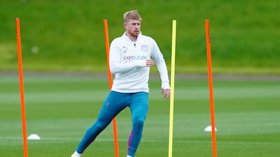 Manchester City's Kevin De Bruyne during a training session at the City Football Academy on Tuesday. PA