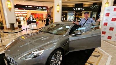 Serbian national Mitrovic Zoran wins the Dh760,000 Aston Martin Rapide at the Dubai Mall DSF raffle.