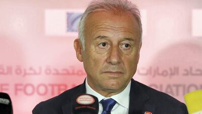 Alberto Zaccheroni speaks to the media. Chris Whiteoak / The National