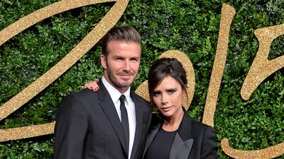 David, in Burberry, and Victoria Beckham attend the British Fashion Awards at London Coliseum on November 23, 2015 in London, England. Getty Images