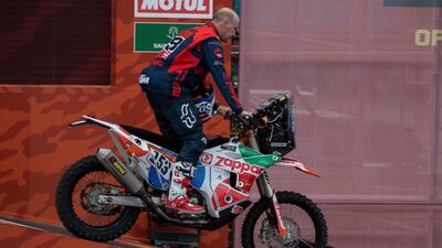 Philip Turner from UK (Bas Dakar KTM Racing Team) during the ceremony. EPA
