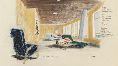 A design by Sir Hugh Casson for the sun lounge of the Royal Yacht Britannia. Courtesy Royal Collection Trust