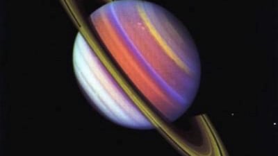 Nasa shared a colour representation of an image of Saturn, taken by Voyager 2 in 1981. Photo: Nasa