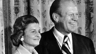 40. Elizabeth Bloomer Ford, known as Betty, was the wife of Gerald Ford. She was First Lady from 1974 to 1977 and known for her vocal support of issues such as feminism and equal rights. Getty Images