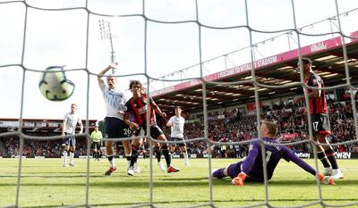 Nathan Ake, centre, scores Bournemouths equalising goal against Everton. Reuters