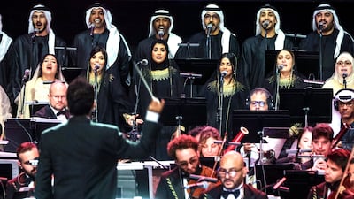 The UAE National Orchestra pays tribute to 50 years of Emirati film and television scores. Victor Besa / The National