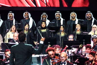 The orchestra aims to preserve Emirati music through performances such as From Screen to Stage. Victor Besa / The National