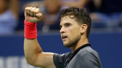 Thiem celebrates a point against Nadal. AFP