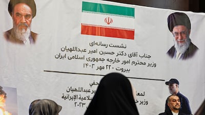 Iranian Foreign Minister Hossein Amirabdollahian at the Iranian embassy in Beirut on October 13. AFP