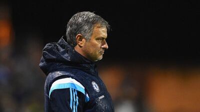 Chelsea manager Jose Mourinho looks on during his side's 2-1 League Cup win on Tuesday night to reach the competition's quarter-finals. Laurence Griffiths / Getty Images / October 28, 2014