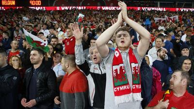 Wales fans cheer on their team during Friday night's Euro 2016 qualifying match against Belgium in Cardiff. Carl Recine / Action Images / Reuters