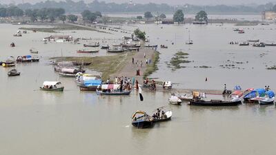 A flooded road on the banks of river Ganga, in Allahabad, India. Jitendra Prakash / Reuters