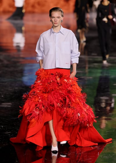 Masculine meets feminine at Blazy's debut collection for Chanel. Getty Images