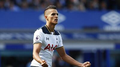 Tottenham's Erik Lamela celebrates scoring their first goal agains Everton in their Premier League match on Saturday. Jason Cairnduff / Action Images / Reuters / August 13, 2016