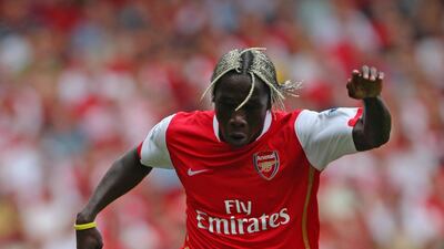 Bakari Sagna of Arsenal. A right-back, wearing No 3, sporting blond curtains. Clearly a player who couldn't care less what people thought of his appearance. Getty Images