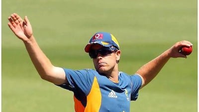 Michael Beer throws the ball during an Australian training session at the WACA yesterday in Perth, Australia. Paul Kane / Getty Images