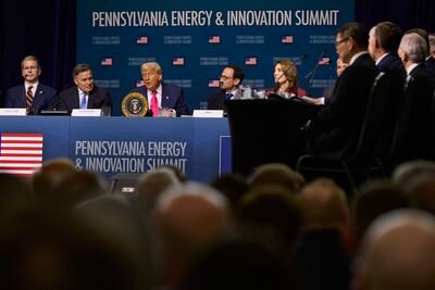 President Trump speaks at the recent Pennsylvania Energy and Innovation Summit at Carnegie Mellon University where AI was a prominent topic. Bloomberg