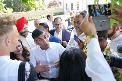 Rishi Sunak meets local party activists near Windsor, Berkshire. PA