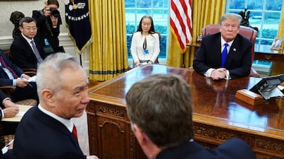 Donald Trump in talks with China's Vice Premier Liu He in Washington last week.