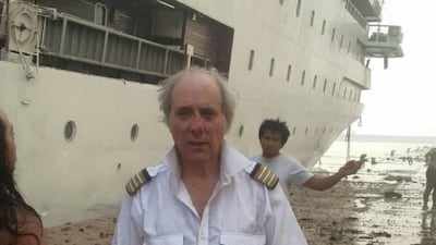 The Orient Queen's hotel director Vincenzo Orlandini moments after the blast in Beirut.