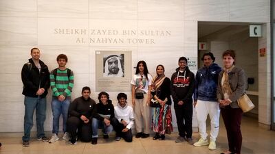 At the Sheikh Zayed bin Sultan Al Nahyan Tower at Johns Hopkins Hospital. Courtesy American International School in Abu Dhabi