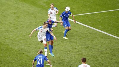 Czech Republic’s Milan Skoda scores their first goal against Croatia in their Euro 2016 Group D match in Saint-Etienne. Max Rossi / Reuters