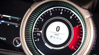 The rev counter in the DB11’s cabin, which has been significantly overhauled compared to the DB9. Courtesy Aston Martin Lagonda