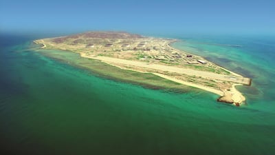 One of the artificial islands in Abu Dhabi's man-made archipelago, used by the Adma-Opco and Zadco companies to link infrastructure for the giant offshore oil and gas fields. Courtesy Inpex Corporation