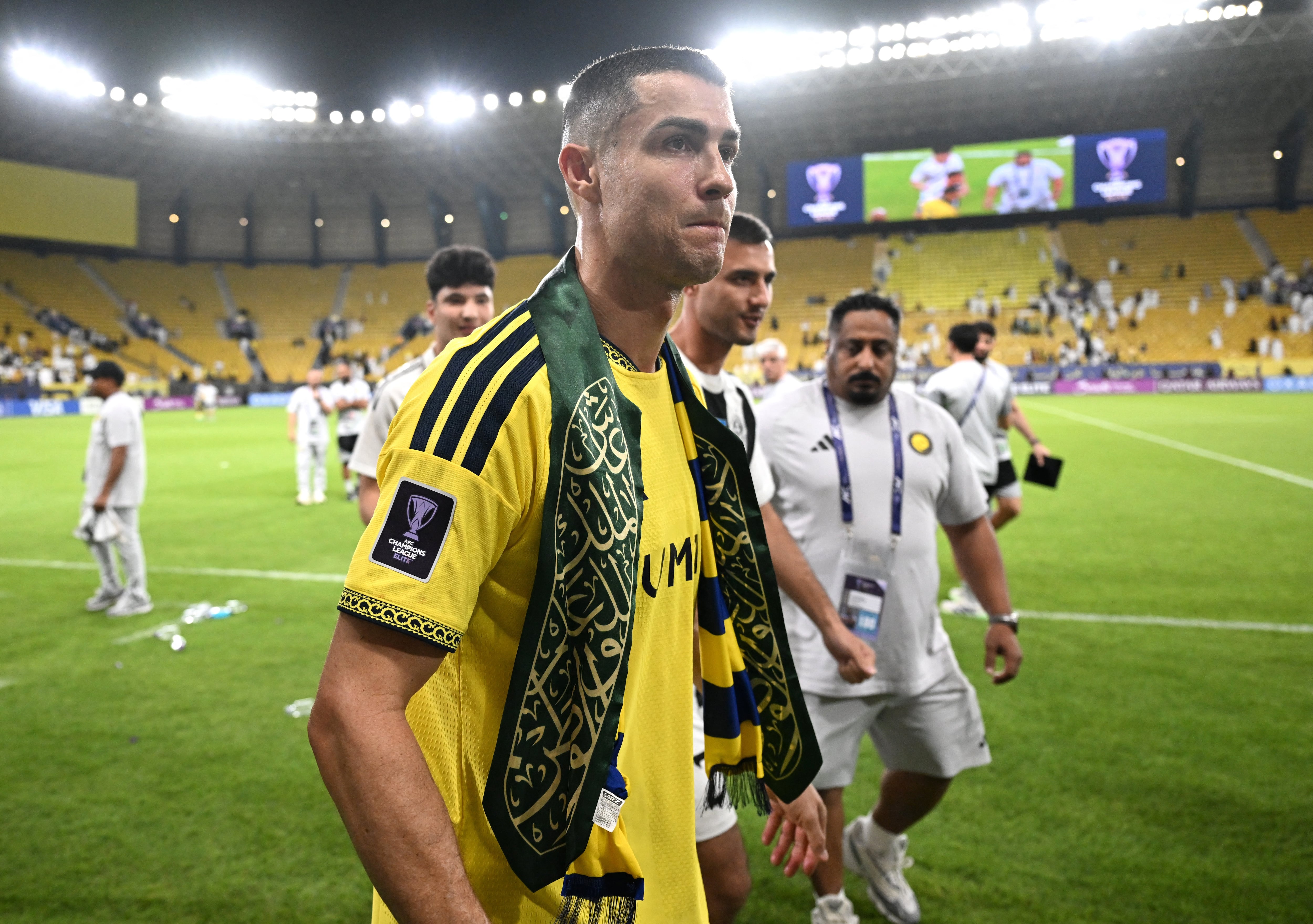 Al Nassr's Cristiano Ronaldo after the AFC Champions League Elite match against Neftchi at the Al Awwal Park in Riyadh match. Reuters