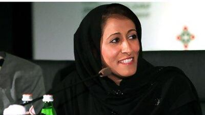 Fatima al Jaber of Al Jaber Group speaks at yesterday's Women in Leadership conference.