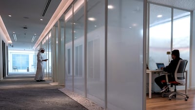 Private offices line the walls of Cloud Spaces.