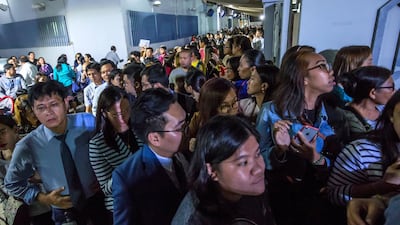 Crowds waiting to get their tickets. Leslie Pableo for The National