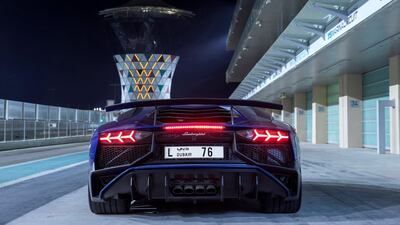 A Lamborghini Aventador at Yas Marina Circuit in Abu Dhabi. Cloud 9 Photography