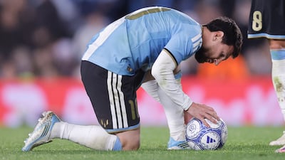 Lionel Messi scored from the penalty spot for his 126th and final Argentina goal. EPA