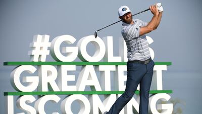 United States' Dustin Johnson plays his tee shot on the 17th hole on his way to an opening round 67. Getty