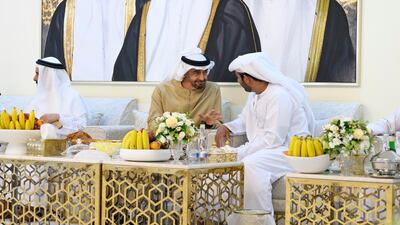 Sheikh Mohamed with Mr Al Mansoori.