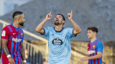 Celta de Vigo's Nolito celebrates added the second. EPA