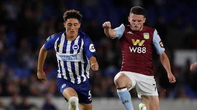 Hayden Roberts, 17, on the left, scored in a losing Brighton effort against Aston Villa. Reuters